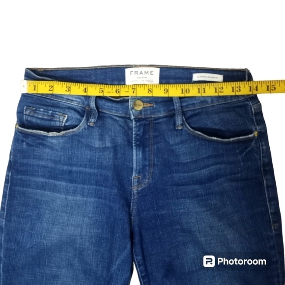 FRAME Le Skinny de Jeanne Jeans Size 28 York Wash Tulip Hem - Picture 13 of 16
